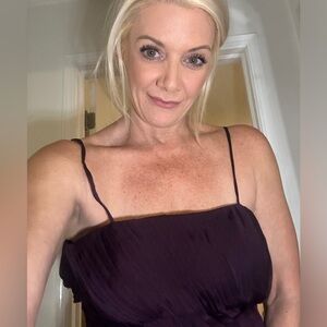 NWT Poly Grape Purple strapless long chiffon dress Perfect night out fancy dress